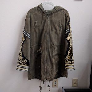 Free People Olive Green Military Quills Parka